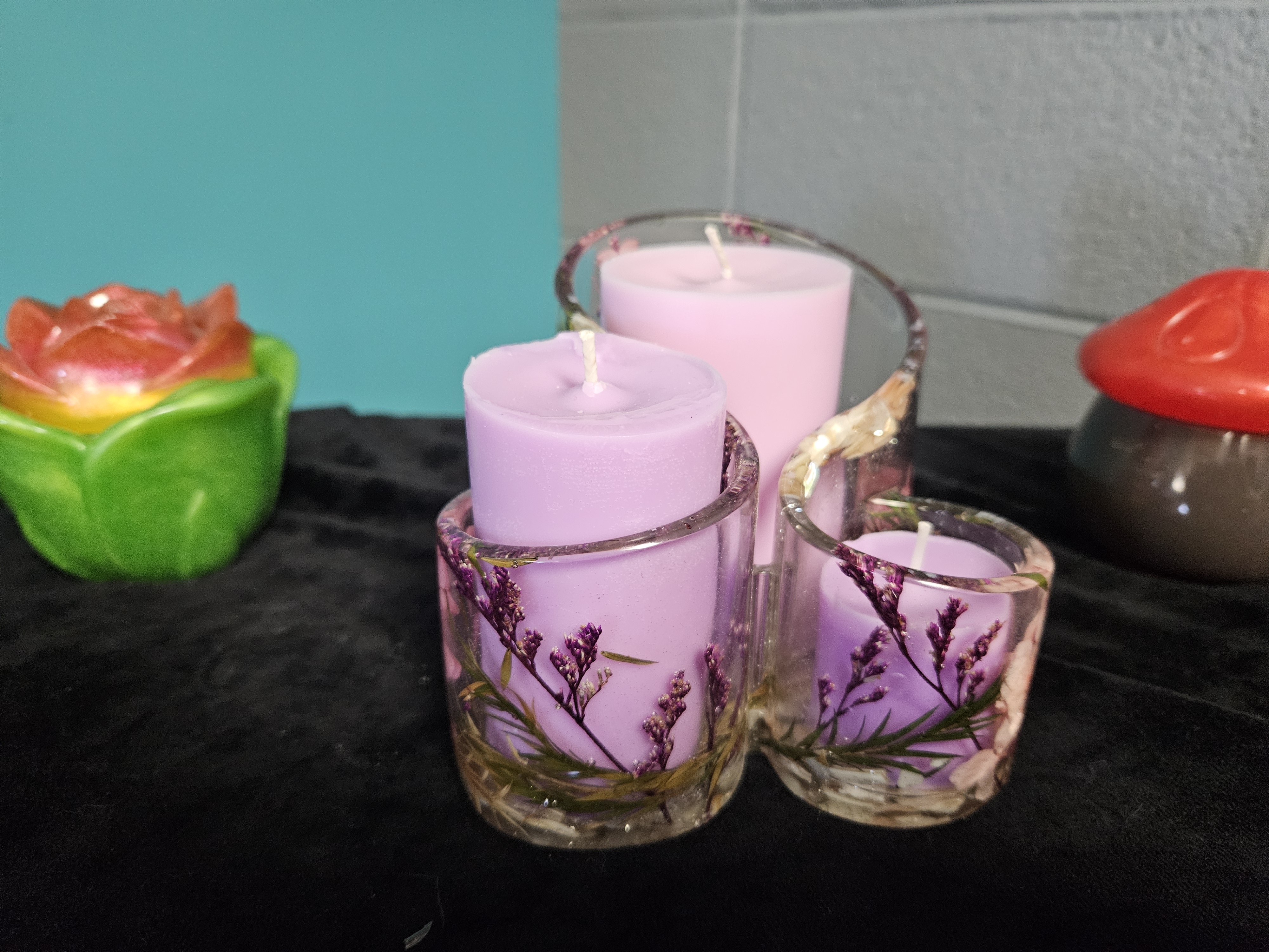 Set of Three Lilac Pillars