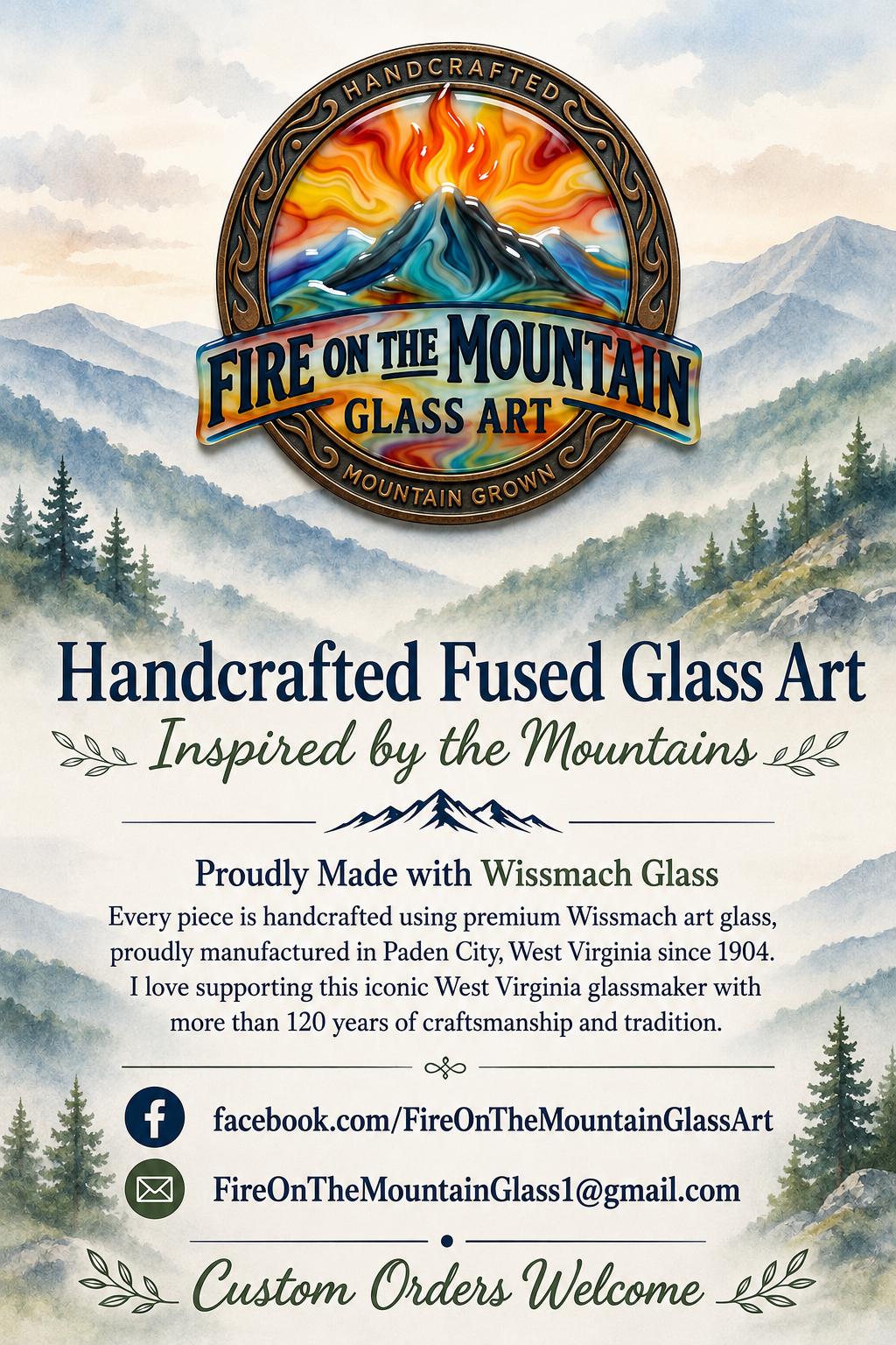 Fire on the Mountain Glass Art banner